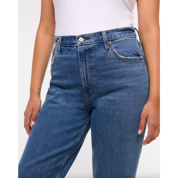 Abercrombie & Fitch The 90's Straight Ultra High Rise Jean 28 / 6 R  Denim Blue - Picture 7 of 9